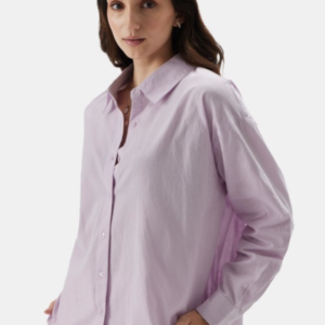 Women Lavender Relaxed Cotton Linen Casual Shirt - Image 3