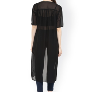 Black Polyester High-Low Sheer Top - Image 3