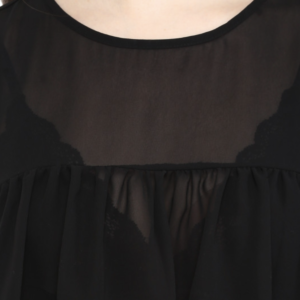 Black Polyester High-Low Sheer Top - Image 4