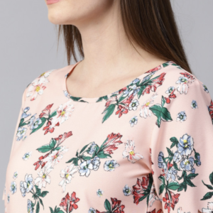 Women Peach-Coloured Floral Printed Top - Image 2