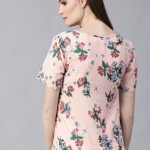 Women Peach-Coloured Floral Printed Top - Image 4
