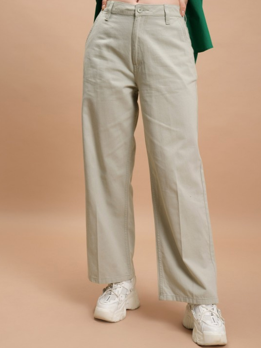 Women Mid-Rise Easy Wash Pleated Trousers - Image 1