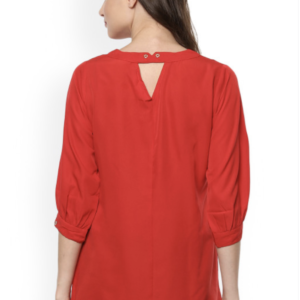 Women Red Solid Shirt Style Top - Image 4