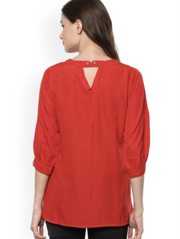 Women Red Solid Shirt Style Top