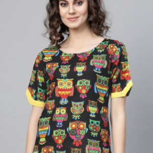 Women Black & Green Printed Top - Image 1