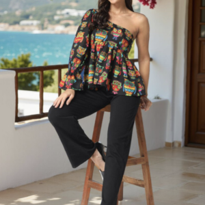 Women Embellished One Shoulder Cotton Top - Image 1