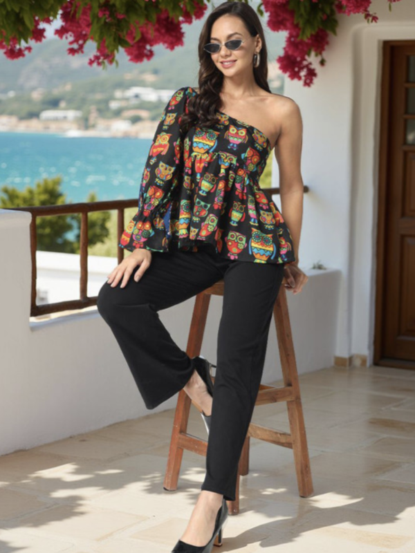 Women Embellished One Shoulder Cotton Top