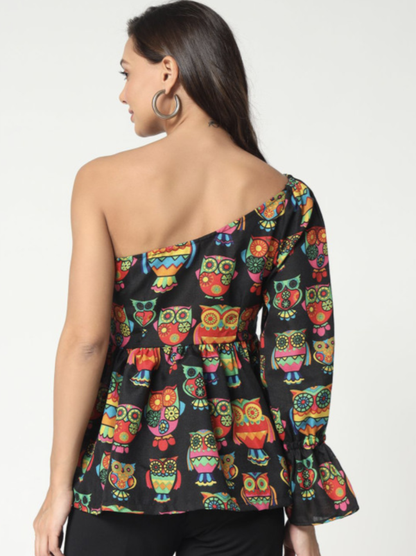 Women Embellished One Shoulder Cotton Top