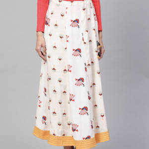 Peacock Inspired Printed Flared Maxi Skirt - Image 1