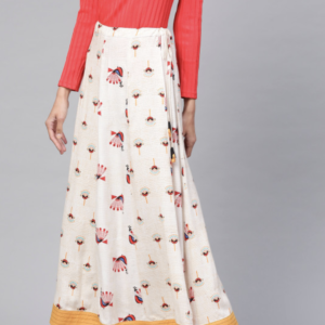 Peacock Inspired Printed Flared Maxi Skirt - Image 2