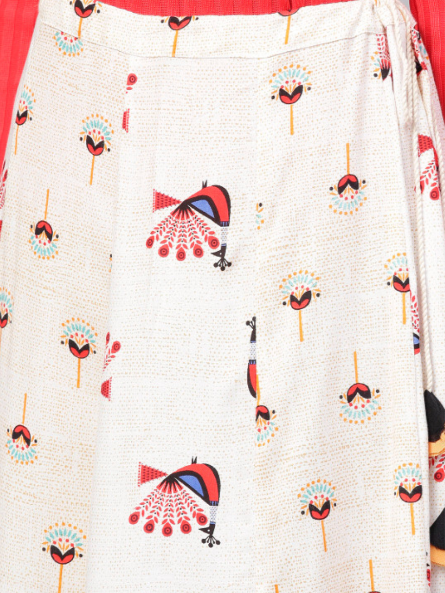 Peacock Inspired Printed Flared Maxi Skirt - Image 5