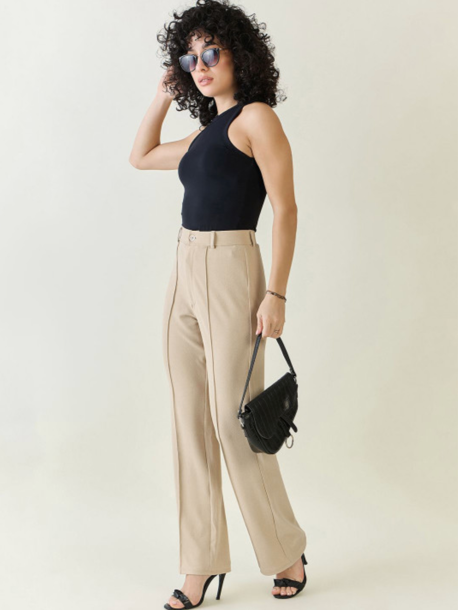 Women Relaxed High-Rise Trousers - Image 4