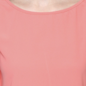 Women Solid Round Neck Flared Sleeves Crepe Top - Image 2