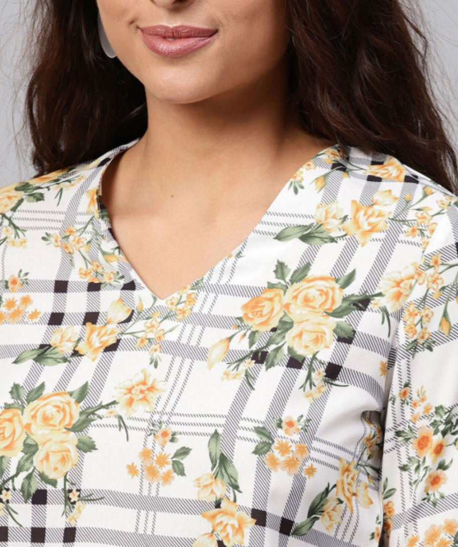 Women Floral Print Crepe Top - Image 2