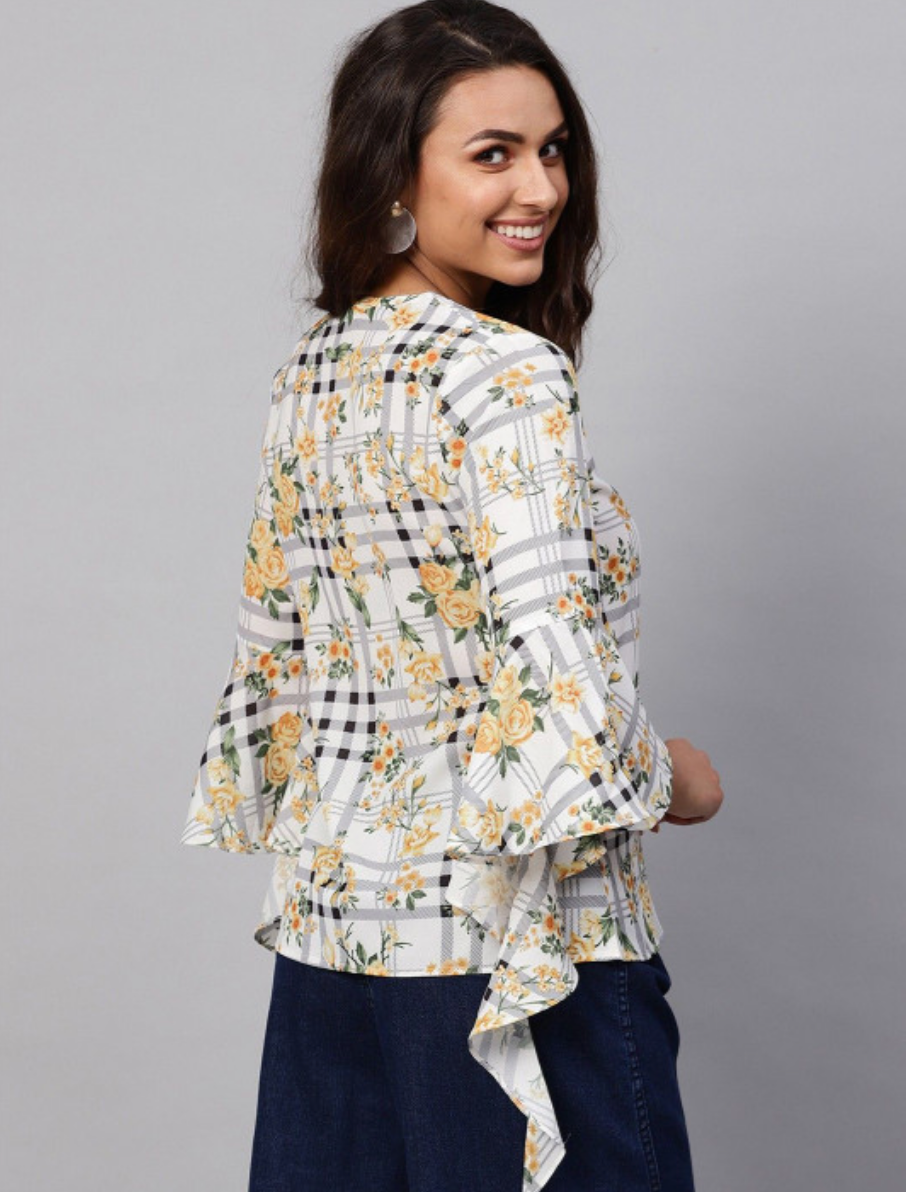 Women Floral Print Crepe Top - Image 4