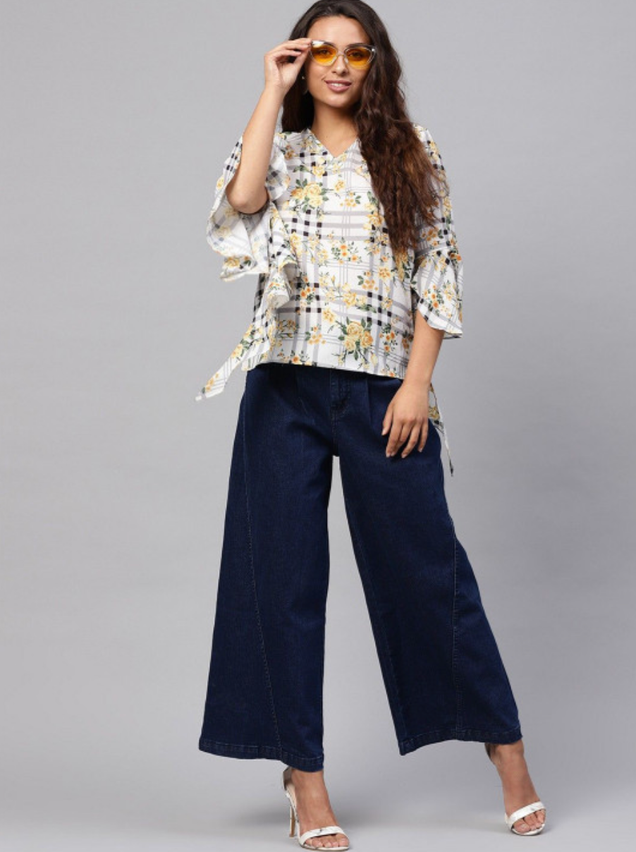 Women Floral Print Crepe Top - Image 5