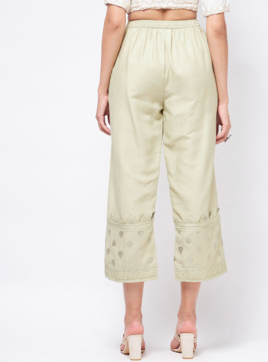 Women Ethnic Motifs Foil Printed Trousers - Image 3