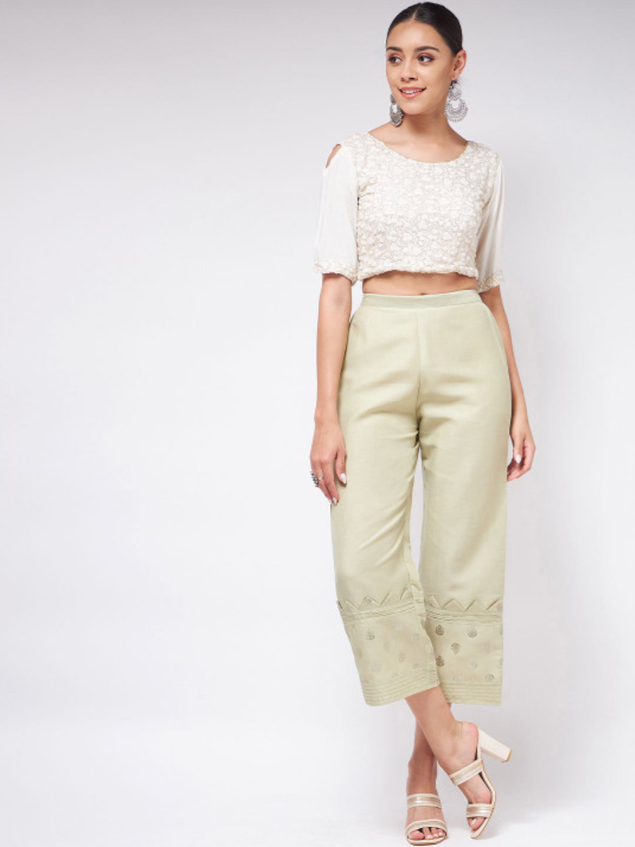 Women Ethnic Motifs Foil Printed Trousers - Image 4