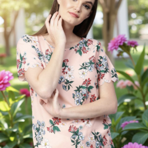 Women Floral Printed Round Neck Cotton Top - Image 1