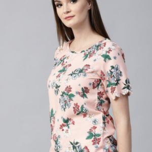 Women Floral Printed Round Neck Cotton Top - Image 2