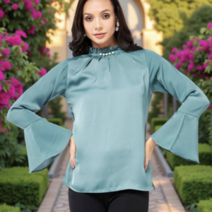 Round Neck Flared Sleeves Top - Image 1