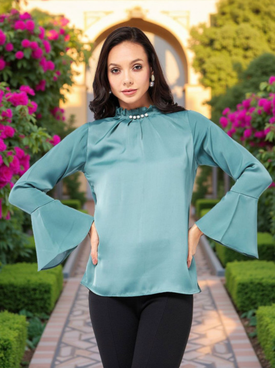 Round Neck Flared Sleeves Top - Image 1