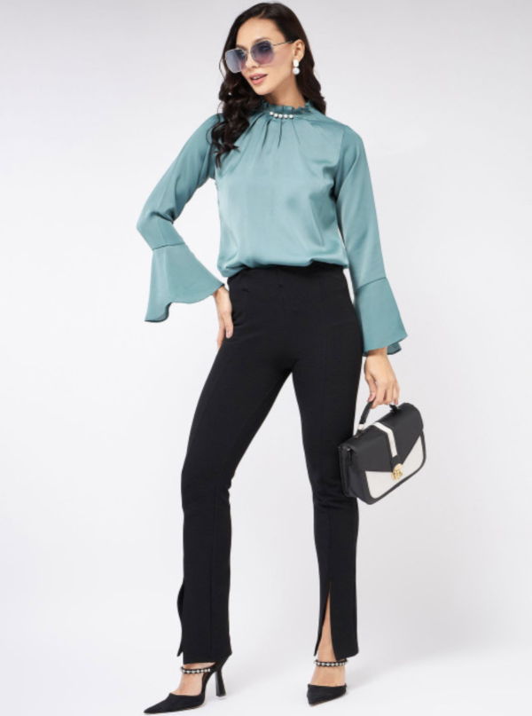 Round Neck Flared Sleeves Top