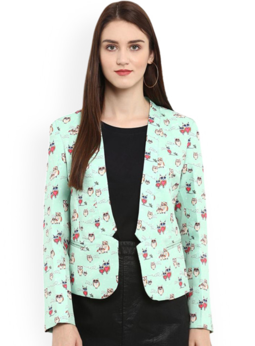 Printed Tailored-Fit Front Open Blazers - Image 1