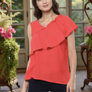 Women One Shoulder Flared Sleeves Top - Image 1