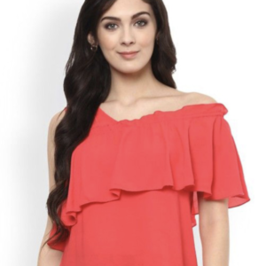 Women One Shoulder Flared Sleeves Top - Image 2