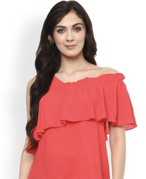 Women One Shoulder Flared Sleeves Top
