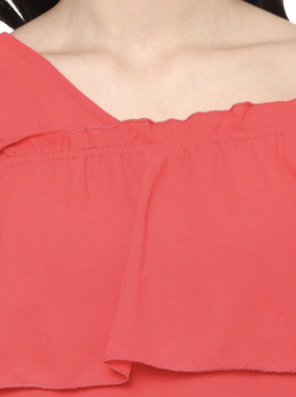 Women One Shoulder Flared Sleeves Top