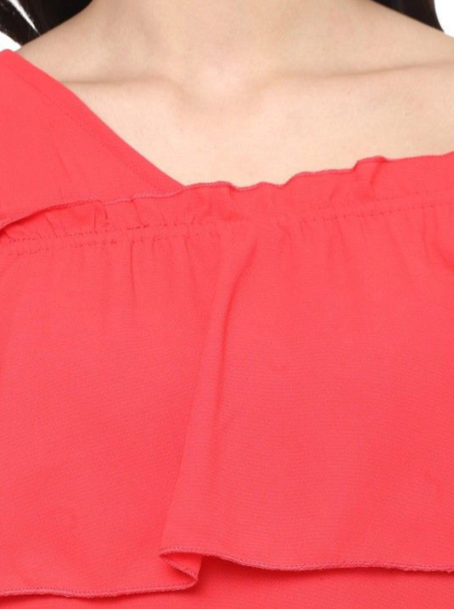 Women One Shoulder Flared Sleeves Top - Image 3