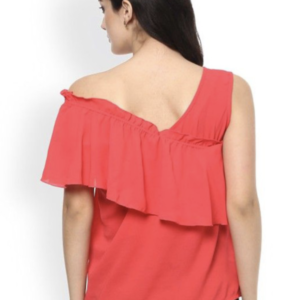 Women One Shoulder Flared Sleeves Top - Image 5