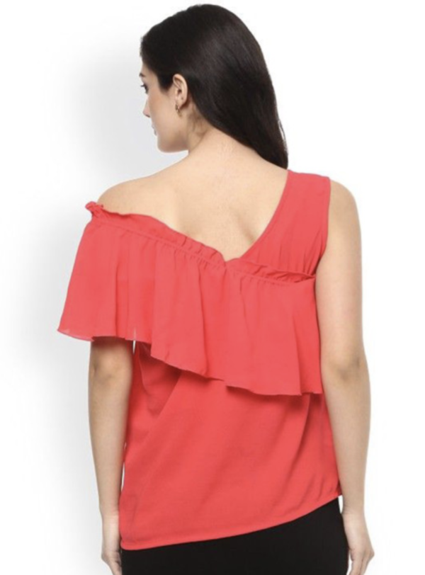Women One Shoulder Flared Sleeves Top