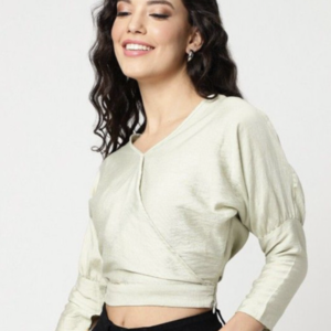 Women Extended Sleeves Fitted Crop Top - Image 4