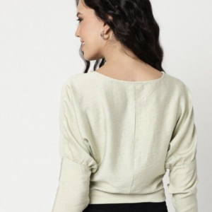 Women Extended Sleeves Fitted Crop Top - Image 5