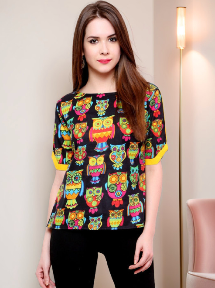 Conversational Print Cotton Top - Image 1