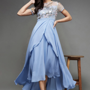 Women Embellished Round Neck Short Sleeves Maxi Dress - Image 5