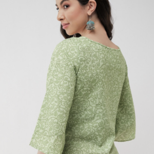 Floral Printed Tie-Up Neck Flared Sleeve Top - Image 3