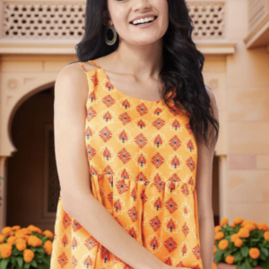 Ethnic Motifs Printed Round Neck A-Line Top